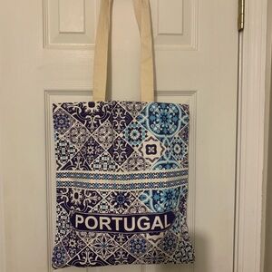 Blue and Cream Portuguese Pattern Tote Bag